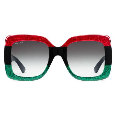 gucci square red and green sunglasses|gucci 56mm square sunglasses.